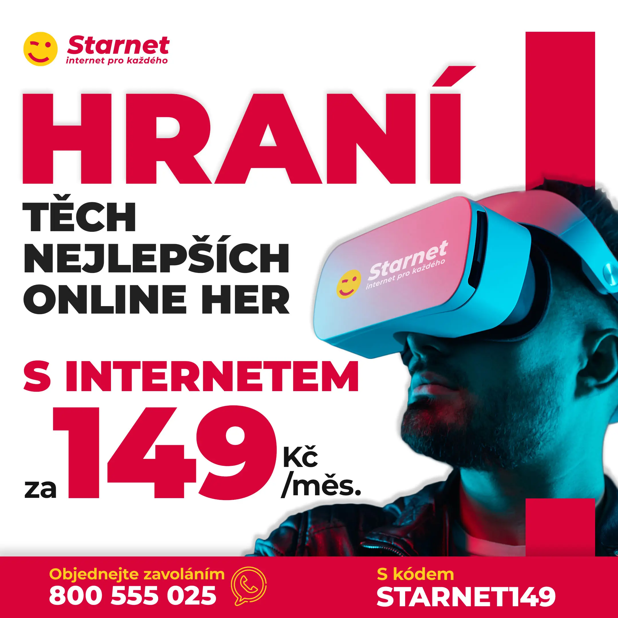 Reklamní vizuál pro gamery – internet pro online hraní za 149 Kč/měs. s promo kódem STARNET149.