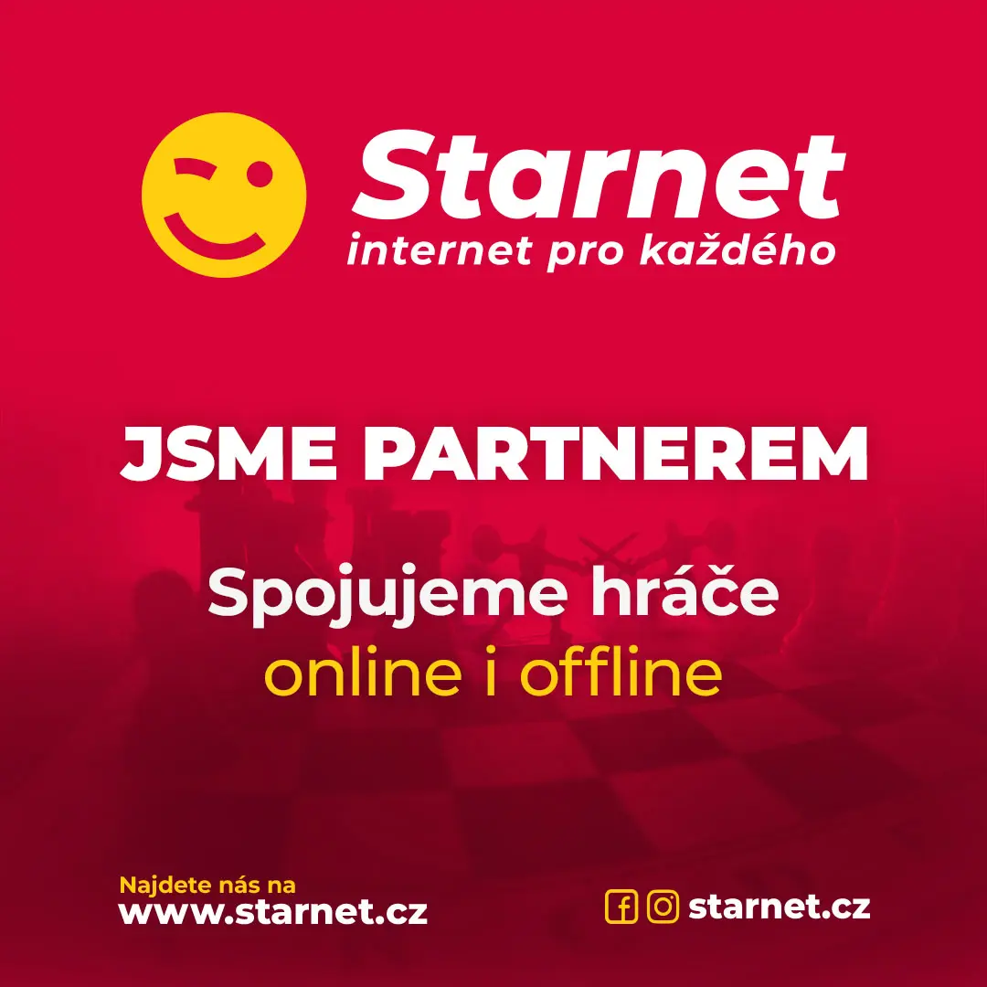 Příspěvek na sociální sítě o partnerství Starnetu se šachovou komunitou – propojení hráčů online i offline.